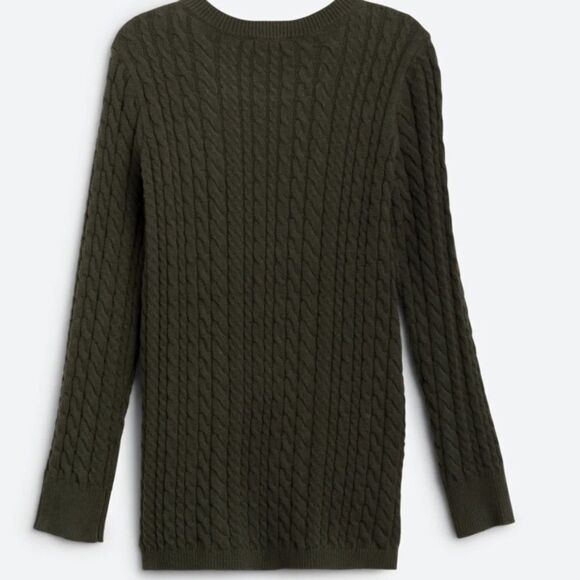 The Evolution Cyrus Aneesa Cable Knit Asymmetric HemSweater Olive Stitch Fix Nwt - Picture 2 of 6